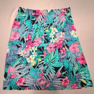 Vtg 90s Liz Baker Tropical Floral Skirt Women 18W Multicolor Rayon Pleated Midi